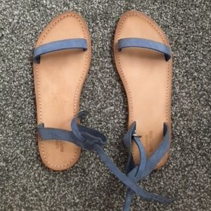 Blue Strappy Leather Sandals